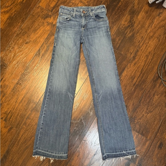 Ariat Jeans Denim Women 25L Trouser Boot Leg Raw Frayed Hem Light Perfect Rise - Picture 1 of 16